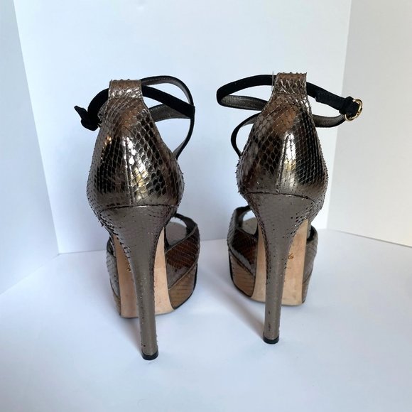 Gucci Exotic Python Leather Platform Heels 7.5 - Picture 5 of 14
